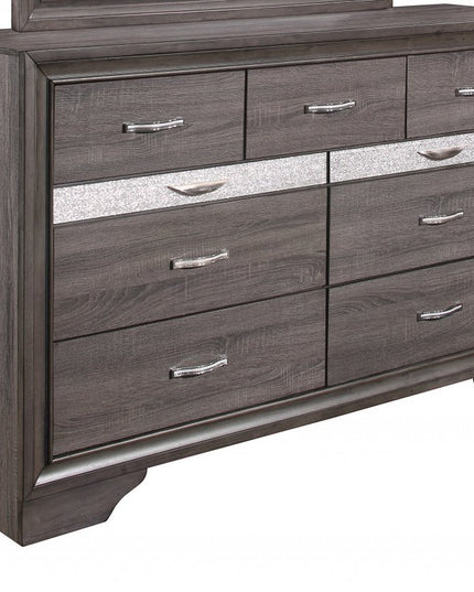 35" Grey Manufactured Wood Six Drawer Chest