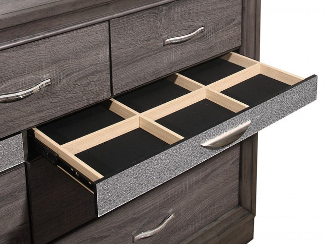 35" Grey Manufactured Wood Six Drawer Chest