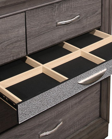 35" Grey Manufactured Wood Six Drawer Chest