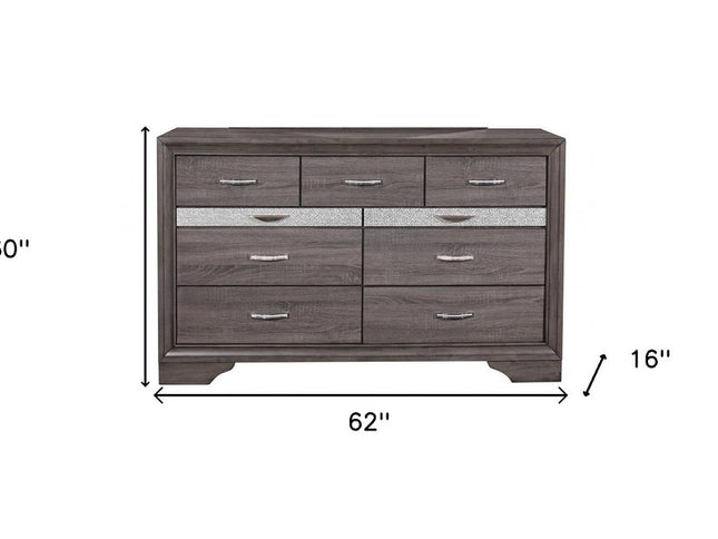 35" Grey Manufactured Wood Six Drawer Chest