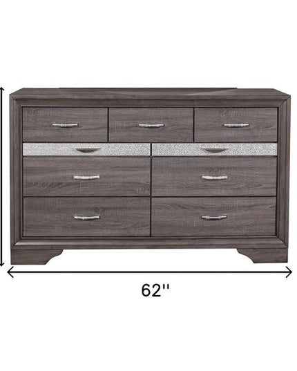 35" Grey Manufactured Wood Six Drawer Chest