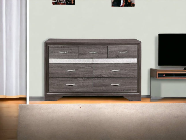 35" Grey Manufactured Wood Six Drawer Chest