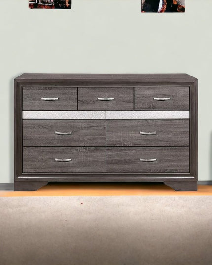 35" Grey Manufactured Wood Six Drawer Chest