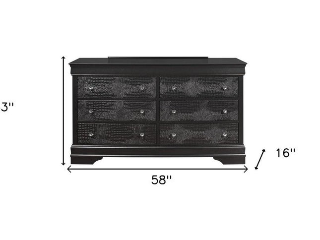 31" Metallic Grey Solid Wood Five Drawer Chest