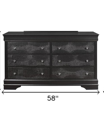 31" Metallic Grey Solid Wood Five Drawer Chest