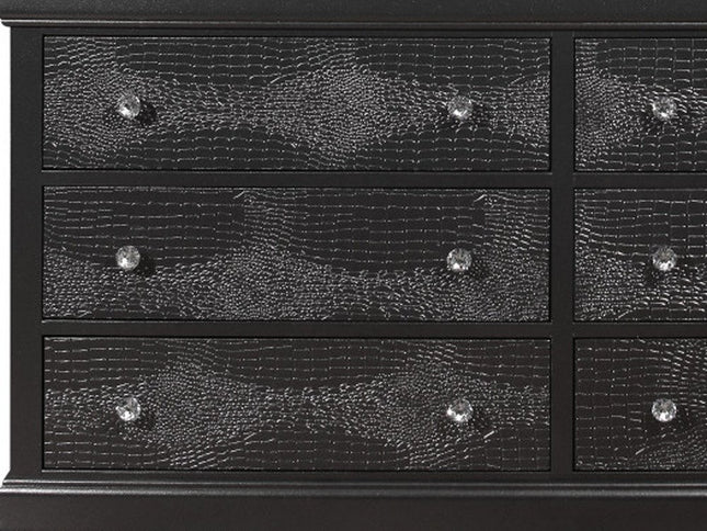 31" Metallic Grey Solid Wood Five Drawer Chest