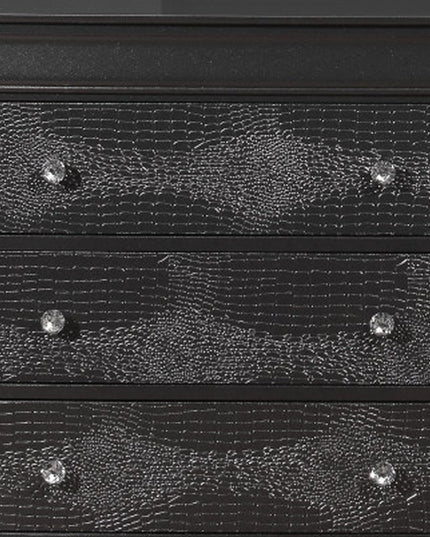 31" Metallic Grey Solid Wood Five Drawer Chest