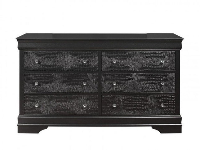 31" Metallic Grey Solid Wood Five Drawer Chest