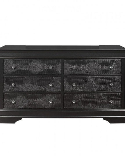 31" Metallic Grey Solid Wood Five Drawer Chest