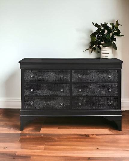 31" Metallic Grey Solid Wood Five Drawer Chest