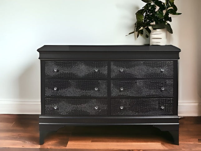 31" Metallic Grey Solid Wood Five Drawer Chest