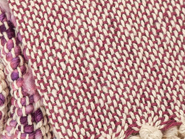 50" X 60" Purple and Ivory Woven Cotton Striped Throw Blanket with Tassels