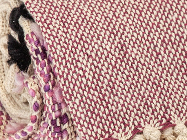 50" X 60" Purple and Ivory Woven Cotton Striped Throw Blanket with Tassels