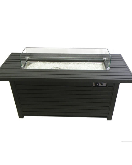 50000 BTU 54" Black And Clear Aluminum Propane Rectangular Fire pit table With Cover