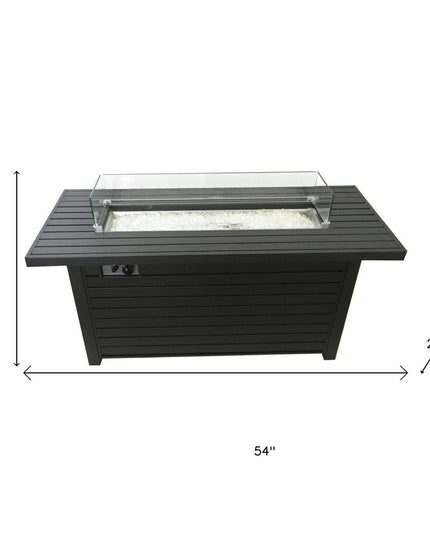 50000 BTU 54" Black And Clear Aluminum Propane Rectangular Fire pit table With Cover