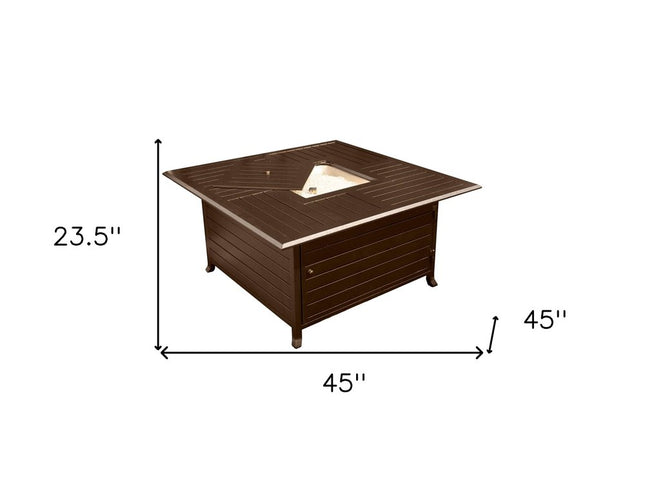 42000 BTU 45" Bronze Aluminum Propane Square Fire pit table With Cover