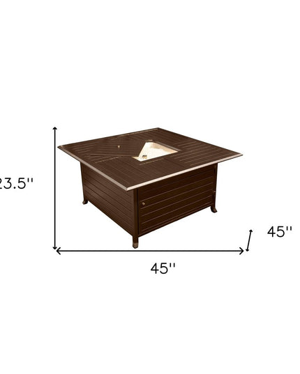 42000 BTU 45" Bronze Aluminum Propane Square Fire pit table With Cover