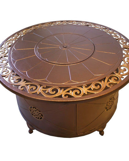 42000 BTU 48" Bronze Aluminum Propane Round Fire pit table With Cover