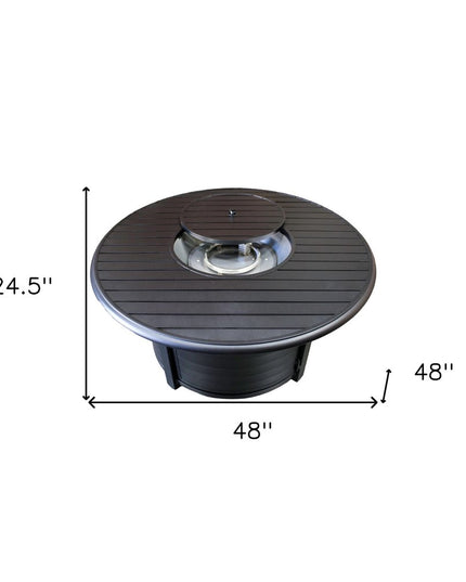 42000 BTU 48" Black Aluminum Propane Round Fire pit table With Cover