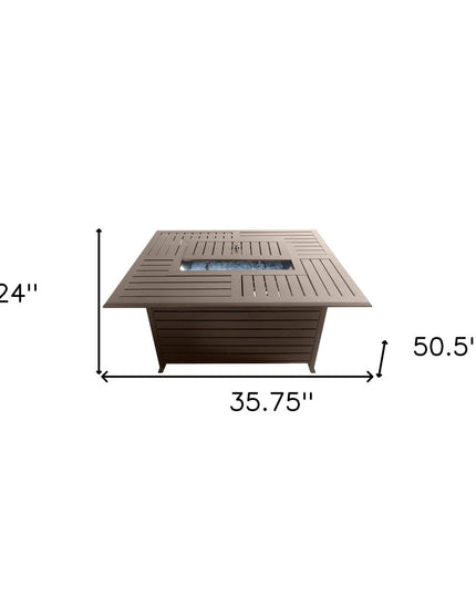 42000 BTU 36" Bronze Aluminum Propane Rectangular Fire pit table With Cover