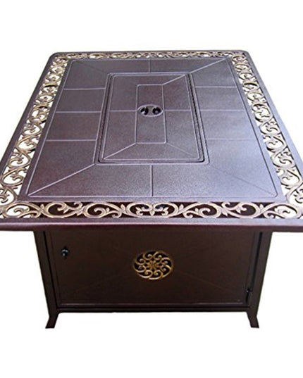 42000 BTU 35" Bronze Aluminum Propane Rectangular Fire pit table With Cover