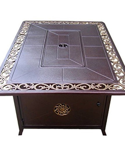 42000 BTU 35" Bronze Aluminum Propane Rectangular Fire pit table With Cover