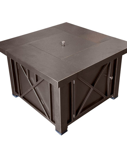 40000 BTU 38" Antiqued Bronze Steel Propane Square Fire pit table With Cover