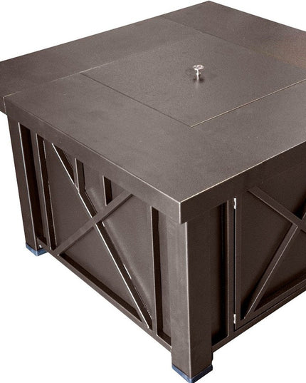 40000 BTU 38" Antiqued Bronze Steel Propane Square Fire pit table With Cover