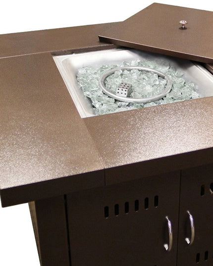 40000 BTU 38" Antiqued Bronze Steel Propane Square Fire pit table With Cover