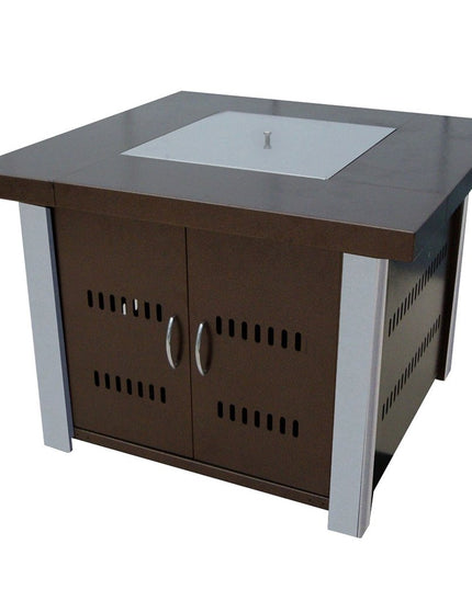 40000 BTU 38" Antiqued Bronze And Silver Steel Propane Square Fire pit table With Cover