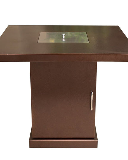 40000 BTU 30" Antiqued Bronze And Gold Steel Propane Square Fire pit table With Cover