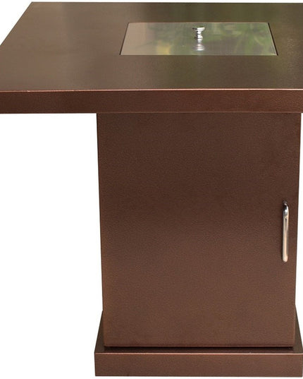 40000 BTU 30" Antiqued Bronze And Gold Steel Propane Square Fire pit table With Cover