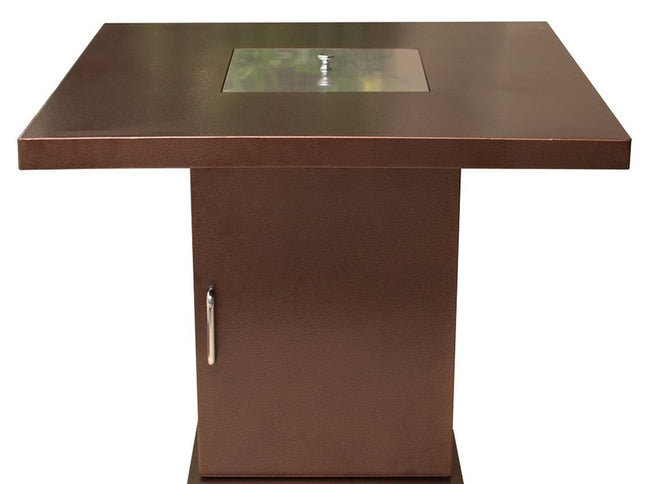 40000 BTU 30" Antiqued Bronze And Gold Steel Propane Square Fire pit table With Cover