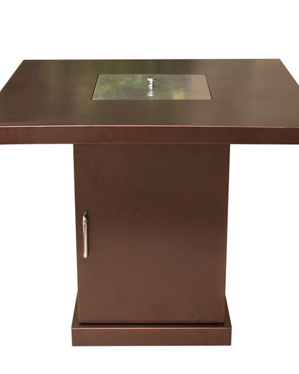 40000 BTU 30" Antiqued Bronze And Gold Steel Propane Square Fire pit table With Cover