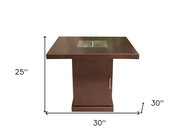 40000 BTU 30" Antiqued Bronze And Gold Steel Propane Square Fire pit table With Cover