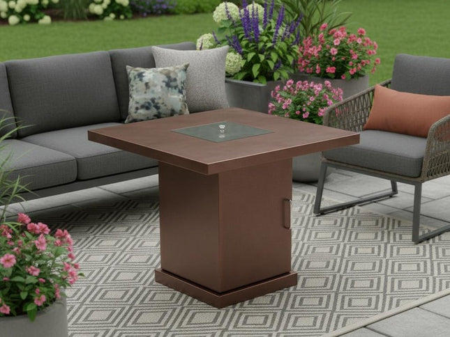 40000 BTU 30" Antiqued Bronze And Gold Steel Propane Square Fire pit table With Cover