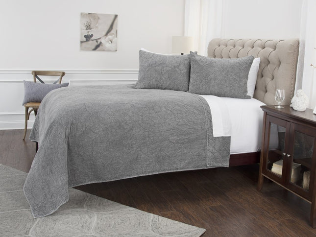 Gray Damask Queen Quilt