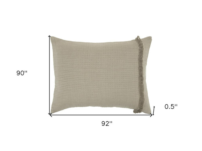 Natural Checkered Queen Quilt