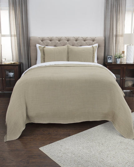 Natural Checkered Queen Quilt