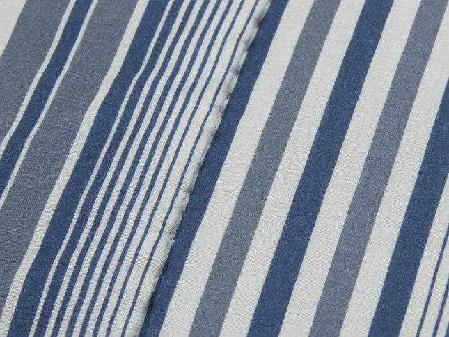 Blue And White Striped King Quilt