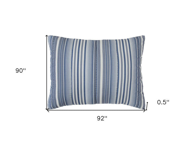 Blue And White Striped Queen Quilt