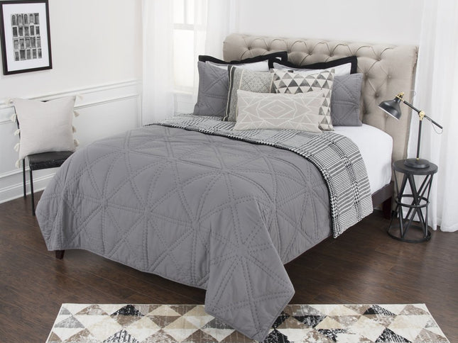 Gray Geometric King Quilt