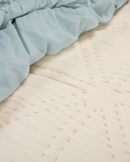 Set of Three Ivory Geometric Queen Quilt