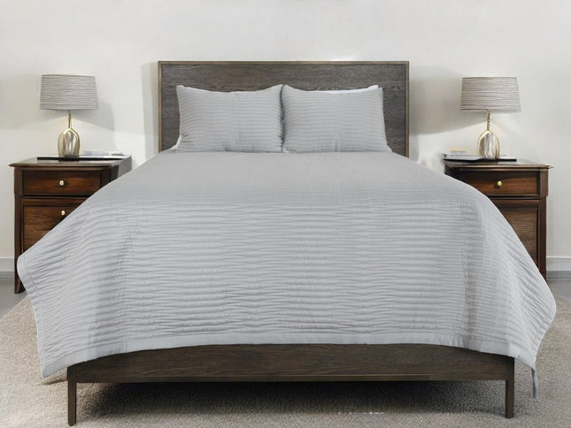 Set of Three Gray Geometric King Quilt