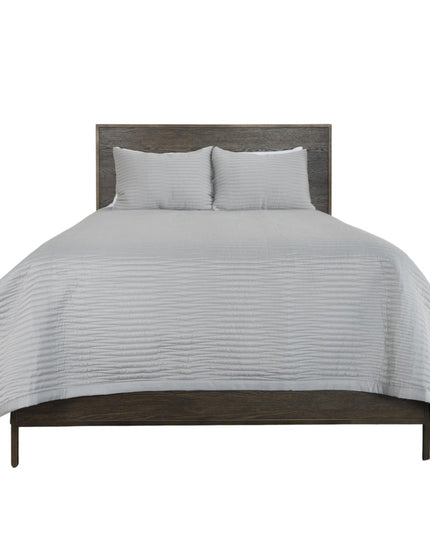 Set of Three Gray Geometric King Quilt