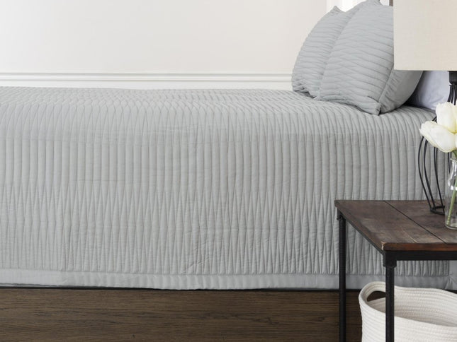 Set of Three Gray Geometric King Quilt