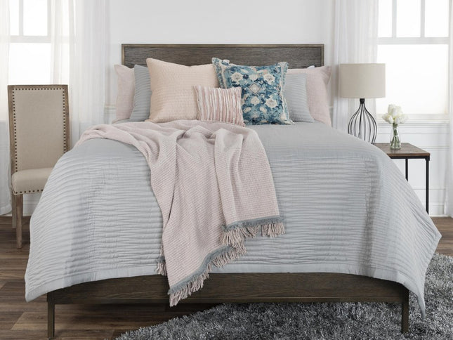 Set of Three Gray Geometric King Quilt