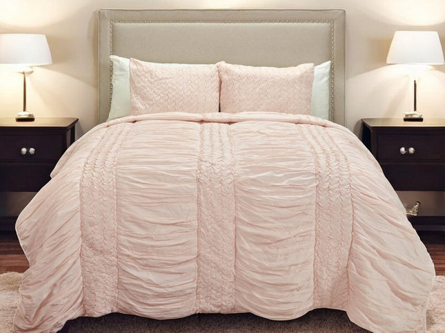 Pink Geometric Queen Quilt