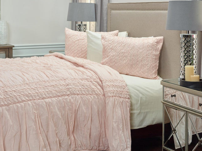 Pink Geometric Queen Quilt