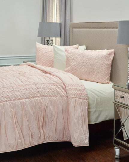 Pink Geometric Twin Quilt